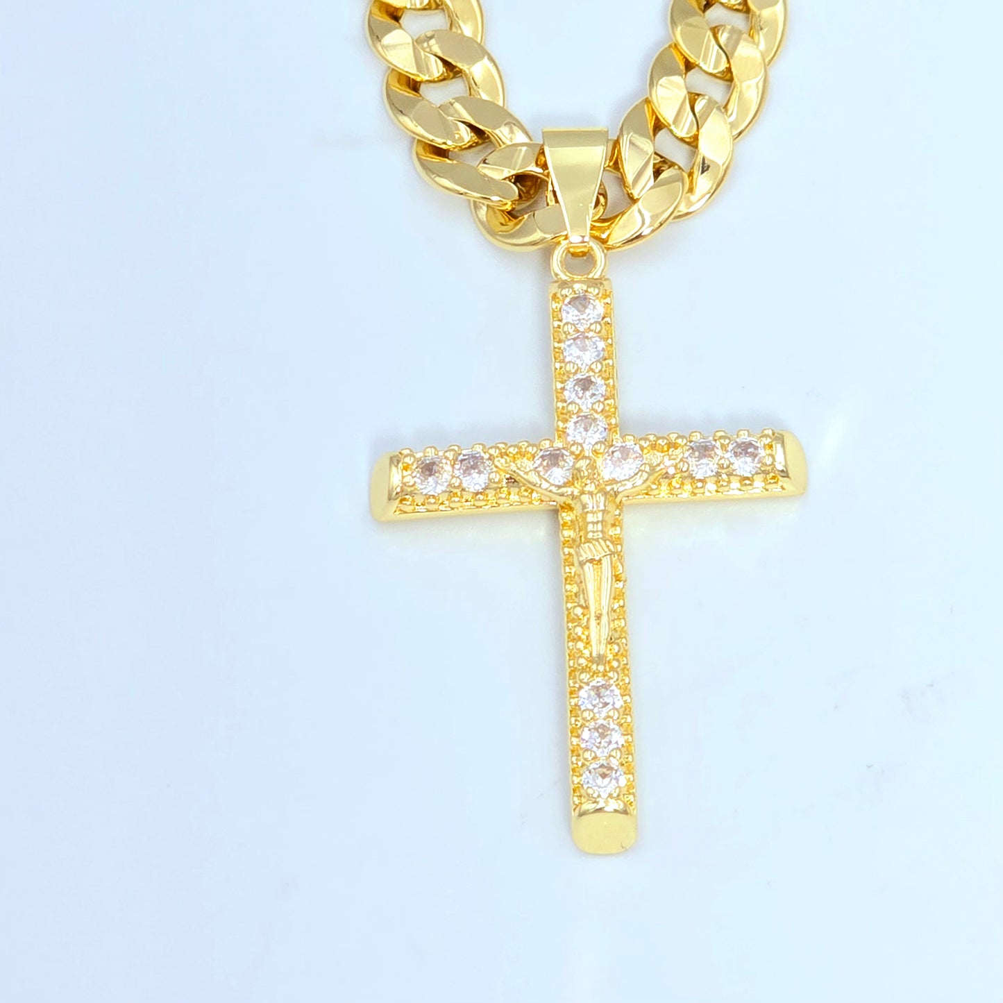14K Gold Plated Jesus Chain & Bracelet Set – Unisex, 24” & 8