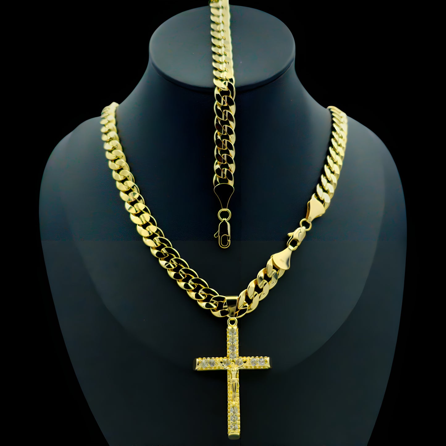 14K Gold Plated Jesus Chain & Bracelet Set – Unisex, 24” & 8